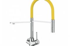 Grifo de Cocina 3 Vías, BOD cromado y amarillo