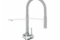 Grifo de Cocina 3 Vías, BOD, Cromado y Gris