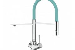 Grifo de Cocina 3 Vías, BOD Cromado y Turquesa Tiffany