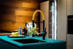 4699-Matt-Schwarz-3-Wege-Kuchenmischer-fur-Filtersysteme-mit-gelb-schwenkbarem-Auslauf-und-abnehmbarer-2strahliger-Handbrause