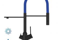 Grifo de Cocina 4 Vías, BOD, Negro Mate y Azul