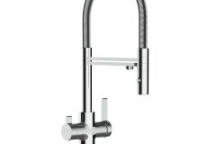 grifo de cocina de 3 vias y 2 chorros, cromado