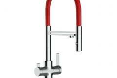 grifo de 3 vias, rojo cromado
