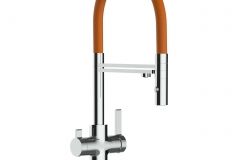grifo de cocina 3 vias cromado y naranja