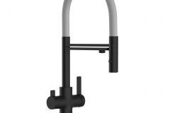 grifo de cocina de 3 vias negro mate y gris