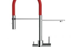 Grifo de Cocina 3 Vías, FL, Cromado y Rojo