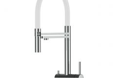 Grifo de Cocina 3 Vías, Acero Inoxidable Macizo, Pulido y Blanco