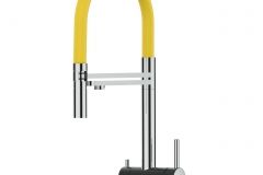 Grifo de Cocina 3 Vías, Acero Inoxidable Macizo, Pulido y Amarillo