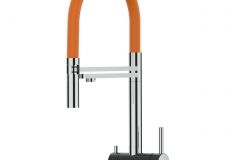 Grifo de Cocina 3 Vías, Acero Inoxidable Macizo, Pulido y Naranja