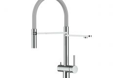 4284-3-Wege-Wasserhahn-Edelstahl-Massiv-Kuchenarmatur-schwenkbarer-Auslauf-und-abnehmbarer-2-strahl-Handbrause-Hochglanz-Grau-scaled