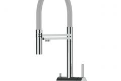 Grifo de Cocina 3 Vías, Acero Inoxidable Macizo, Pulido y Gris