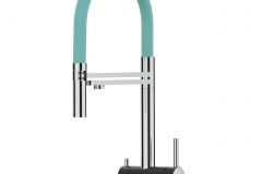 Grifo de Cocina 3 Vías, Acero Inoxidable Macizo,, Pulido y Turquesa Tiffany