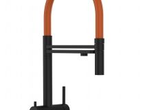Grifo de Cocina 3 Vías in Acero Inoxidable Macizo Negro Mate y Naranja