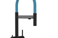 Grifo de Cocina 3 Vías in Acero Inoxidable Macizo negro mate y azul