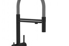 Grifo de Cocina 3 Vías Acero Inoxidable Macizo Negro Mate y Gris