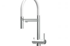 4288-3-Wege-Wasserhahn-Edelstahl-Massiv-Kuchenarmatur-schwenkbarer-Auslauf-und-abnehmbarer-2-strahl-Handbrause-Geburstet-Weiss-scaled