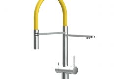 Grifo de Cocina 3 Vías, Acero Inoxidable Macizo, Cepillado y Amarillo 2