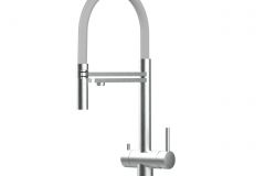 Grifo de Cocina 3 Vías, Acero Inoxidable Macizo, Cepillado y Gris 1