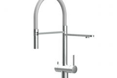 Grifo de Cocina 3 Vías, Acero Inoxidable Macizo, Cepillado y Gris