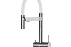 Grifo de Cocina 3 Vías, Acero Inoxidable Macizo, Pulido y Blanco – Versión corta 45CM