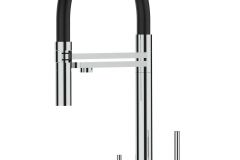 Grifo de Cocina 3 Vías, Acero Inox Macizo, Pulido y Negro – Versión corta 45CM