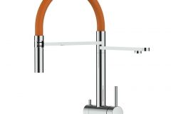 Grifo de Cocina 3 Vías, Acero Inoxidable Macizo, Pulido y Naranja – Versión corta 45CM