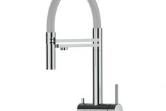 Grifo de Cocina 3 Vías, Acero Inoxidable Macizo, Pulido y Gris – Versión corta 45CM