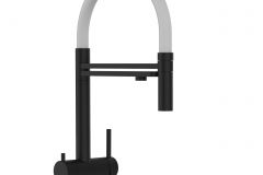 Grifo de Cocina 3 Vías, Acero Inoxidable Macizo, Negro Mate y Blanco – Versión corta 45 CM