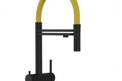Grifo de Cocina 3 Vías, Acero Inoxidable Macizo, Amarillo y Negro Mate