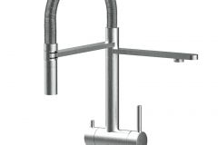 Grifo de Cocina 3 Vías, Acero Inox, Cepillado y Resorte Pulido – Versión corta 45CM