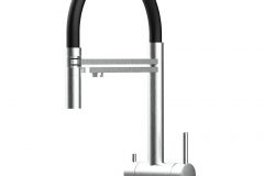 Grifo de Cocina 3 Vías, Acero Inoxidable Macizo, Cepillado y Negro – Versión corta 45CM