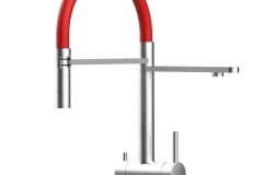 5393-KURZERE-VARIANTE-45CM-3-Wege-Wasserhahn-Edelstahl-Massiv-Kuchenarmatur-schwenkbarer-Auslauf-2-strahl-Handbrause-Geburstet-scaled