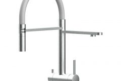 Grifo de Cocina 3 Vías, Acero Inoxidable Macizo, Cepillado y Gris – Versión corta 45CM