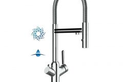 Grifo de Cocina 4 Vías, BOD, con caño giratorio 360° y ducha 2 chorros amovible, Cromado