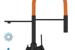 4831-4-Wege-Wasserhahn-Matt-Schwarz-Kuchenarmatur-fur-Trinkwasseranlagen-orange-schwenkbarer-Auslauf-abnehmbarer-2Strahl-Handbrause-scaled