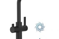 Grifo de Cocina 4 Vías, FC, con caño giratorio 360° en L, Negro Mate