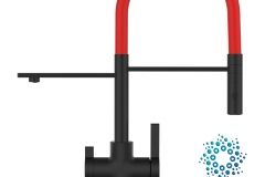 6242-4-Wege-Wasserhahn-Matt-Schwarz-Kuchenarmatur-fur-Trinkwasseranlagen-rot-schwenkbarer-Auslauf-abnehmbarer-2-strahl-Handbrause-scaled