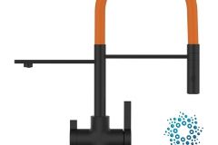 6269-4-Wege-Wasserhahn-Matt-Schwarz-Kuchenarmatur-fur-Trinkwasseranlagen-orange-schwenkbarer-Auslauf-abnehmbarer-2Strahl-Handbrause-scaled
