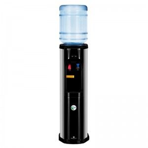 fuente de agua con botella slim negro inox