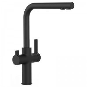 Grifo de Cocina 3 Vías, FC, con caño giratorio 360° en L, Negro Mate