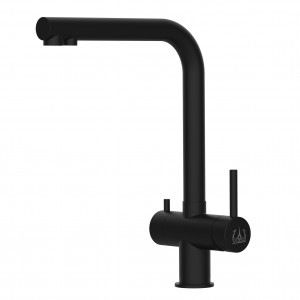 Grifo de Cocina 3 Vías, Acero Inoxidable Macizo, Negro Mate