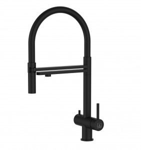Grifo de Cocina 3 Vías, Acero Inoxidable Macizo, Negro Mate
