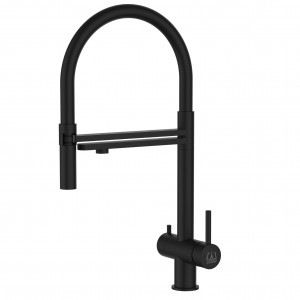 Grifo de Cocina 3 Vías, Acero Inoxidable Macizo, Negro Mate