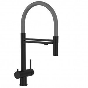 Grifo de Cocina 3 Vías Acero Inoxidable Macizo Negro Mate y Gris