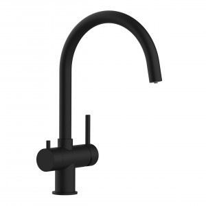 Grifo de Cocina 3 Vías, Acero Inoxidable Macizo en U, Negro Mate