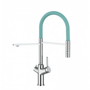 Grifo de Cocina 3 Vías, BOD Cromado y Turquesa Tiffany