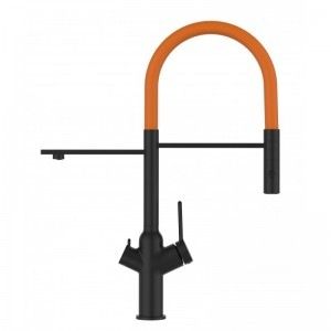 Grifo de Cocina 3 Vías, BOD, negro mate y naranja