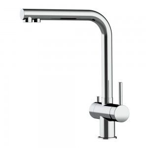 Grifo de Cocina 3 Vías in Acero Inoxidable Macizo, Pulido
