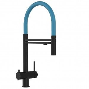 Grifo de Cocina 3 Vías in Acero Inoxidable Macizo negro mate y azul
