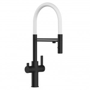 grifo cocina 3 vias blanco negro
